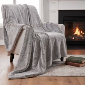 Gray Faux Fur Ombre Plush Throw