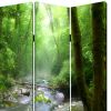 72" Green CanvasFolding Three Panel Screen Room Divider