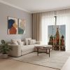 48" X 72" Red Blue and White Wood Canvas Russia  Screen