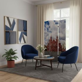 48" X 72" Red Blue and White Wood Canvas Russia  Screen