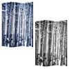 48" X 72" Gray And White Wood Canvas Birch  Screen