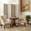 80 X 84 Beige Wood & Fabric  Screen