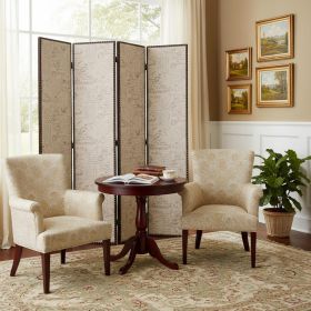 80 X 84 Beige Wood & Fabric  Screen