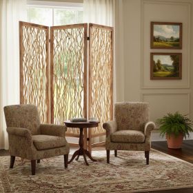 60 X 69 Brown 3 Panel Wood Foldable  Screen