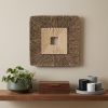 14" X 14" X 2" Brown Concave Square Double Layer Ribbed  Wall Plaque Set Of 2