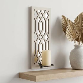 17.25 X 5.25 X 6.25 White Wooden Cross - Candle Holder Sconce