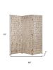 63" X 72" Silver Wood 3 Panel  Screen