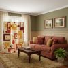 48 X 72 Multi Color Wood Canvas Deep Saffron  Screen