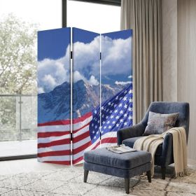 48 X 72 Multi Color Wood Canvas Model American Flag  Screen