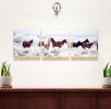 24" Multicolor Canvas 3 Horizontal Panels Horses Photo