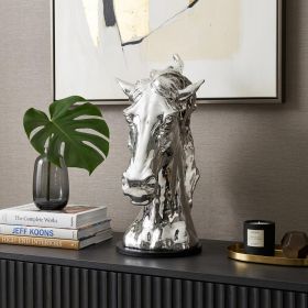 Modern Silver Horse Head Sculpture