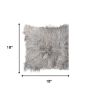 18" Gray Sheepskin Throw Pillow