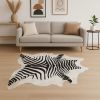 6' X 7' Zebra Stripe Black And White Natural Cowhide Area Rug