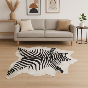 6' X 7' Zebra Stripe Black And White Natural Cowhide Area Rug