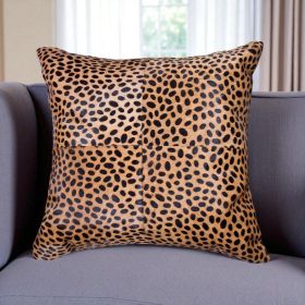 18" Orange and Black Cowhide Throw Pillow