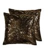 18" X 18" X 5" Gold And Chocolate Quattro  Pillow 2 Pack