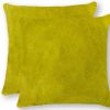18" X 18" X 5" Yellow Cowhide  Pillow 2 Pack