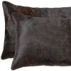 Set of Two 12" X 20" Chocolate Cowhide Throw Pillow