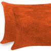 12" X 20" X 5" Orange Cowhide  Pillow 2 Pack