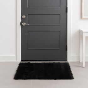 3' X 5' Black Rectangular Faux Fur - Area Rug