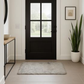 3' X 5' Gray Rectangular Faux Fur - Area Rug
