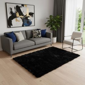60" X 96" Black Sheepskin - Rug Or Throw