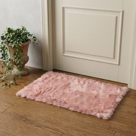 24" X 36" X 1.5" Dusty Rose Plush Faux Sheepskin Area Rug