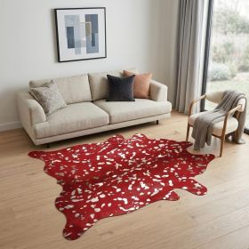 72" X 84" Red And Silver Cowhide - Area Rug