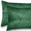 Set of Two 12" X 20" Green Cowhide Throw Pillow