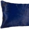 12" X 20" Navy Cowhide Throw Pillow