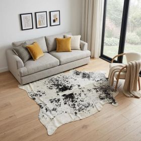 72" X 84" White And Black Cowhide  Rug