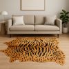 72" X 84" Tiger Black On Natural Cowhide  Rug