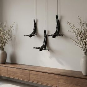 Set of Three 7" Black Diver Resin Wall Decor