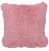 20" Pink Genuine Tibetan Lamb Fur Pillow With Microsuede Backing