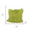 24" Lime Green Genuine Tibetan Lamb Fur Pillow With Microsuede Backing