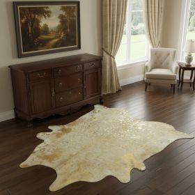 6 Ft Gold Devore Brindled Cowhide Rug