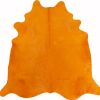 6 Ft Vibrant Orange Stenciled Cowhide Rug
