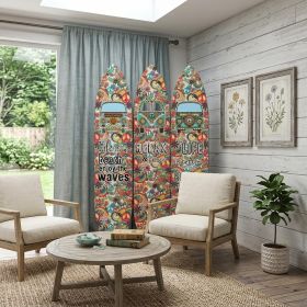 47 X 1 X 71 Multicolor Vintage Wood Surfboard  Screen