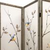 60 X 1 X 63 Brown Fabric And Wood  3 Panel Screen