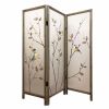 60 X 1 X 63 Brown Fabric And Wood  3 Panel Screen