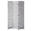 Distressed White Wood Shutter Three Panel Room Divider Screen