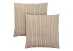 Set Of Two 18" X 18" Taupe Polyester Striped Zippered Pillow