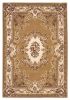 8' X 11' Beige Ivory Machine Woven Hand Carved Floral Medallion Indoor Area Rug