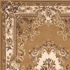 8' X 11' Beige Ivory Machine Woven Hand Carved Floral Medallion Indoor Area Rug