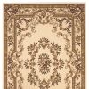 8' X 11' Ivory Machine Woven Hand Carved Floral Medallion Indoor Area Rug