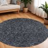8' Black Heather Round Indoor Shag Rug