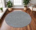 8' Round  Polyester Grey Area Rug