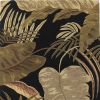 5' X 8' Midnight Black Hand Tufted Tropical Leaves Indoor Area Rug