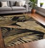 5' X 8' Midnight Black Hand Tufted Tropical Leaves Indoor Area Rug