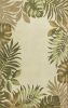 5' X 8' Ivory Hand Tufted Bordered Tropical Leaves Indoor Area Rug